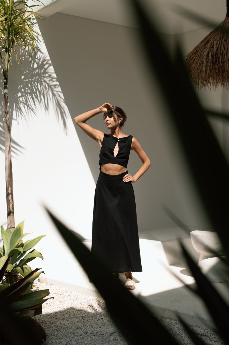 Jade Dress in Off Black