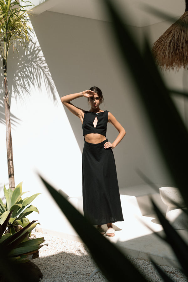 Jade Dress in Off Black