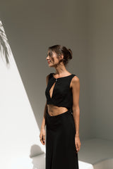Jade Dress in Off Black