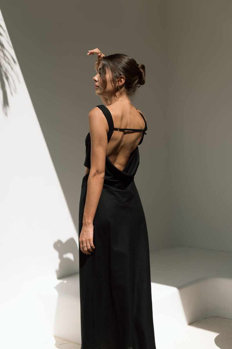 Jade Dress in Off Black